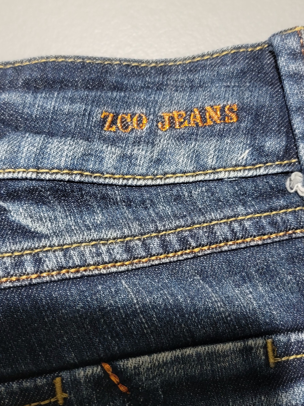 ZCO Dark Blue Denim Jeans with Gold Stitching